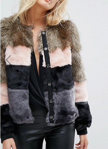 Vero Moda Color Block Faux Fur Jacket