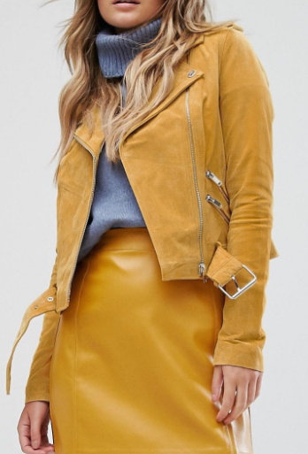 River Island Real Suede Zip Detail Biker Jacket