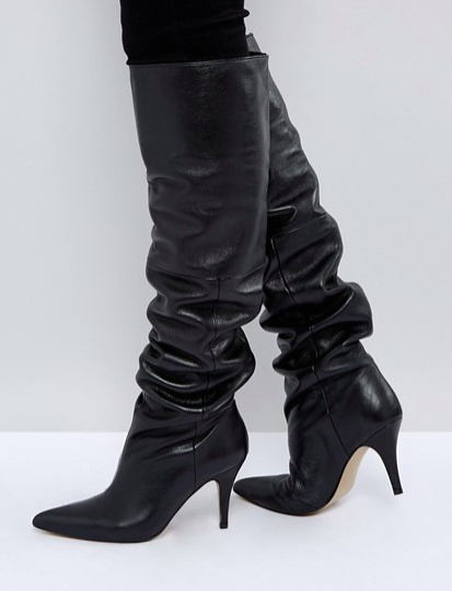 ASOS KLARA Leather Slouch Over The Knee Boots