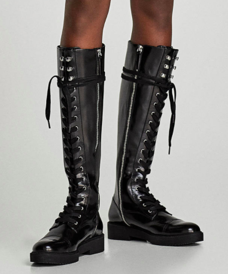 LACE-UP FLAT OVER THE KNEE BOOTS