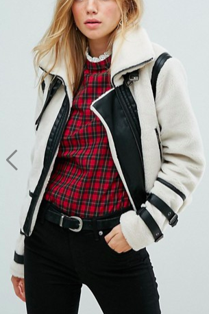 New Look Contrast Shearling Jacket