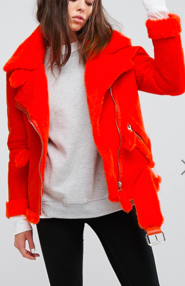 Story Of Lola Oversized Aviator Coat With Faux Shearling Lining