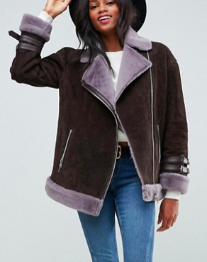 ASOS Suede Aviator with Faux Shearling