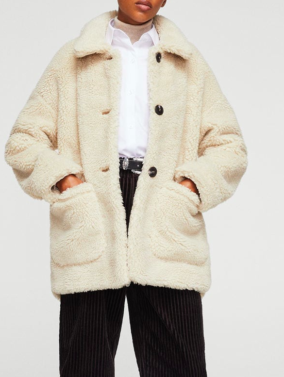 Mango Faux shearling-lined coat