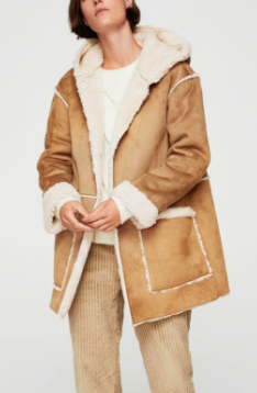 Mango Faux shearling-lined coat