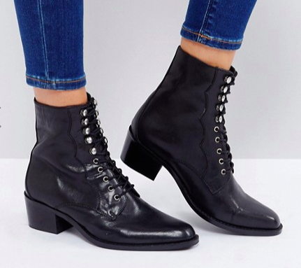 ASOS AILEEN Leather Lace Up Boots