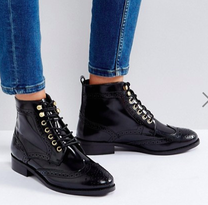 Dune London Quota Lace Up Flat Ankle Boots
