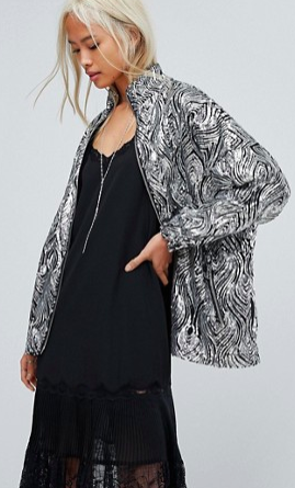 Religion High Neck Jacket In Sequin