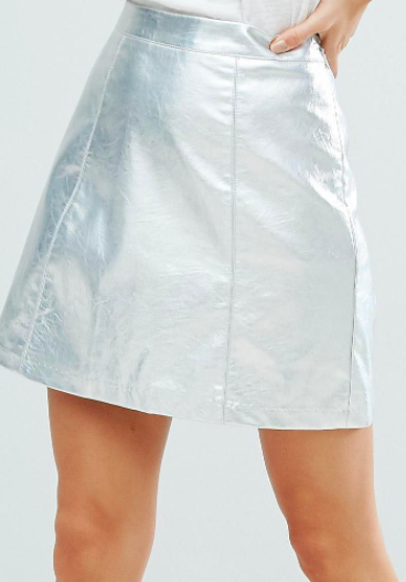New Look Silver Metallic Mini Skirt