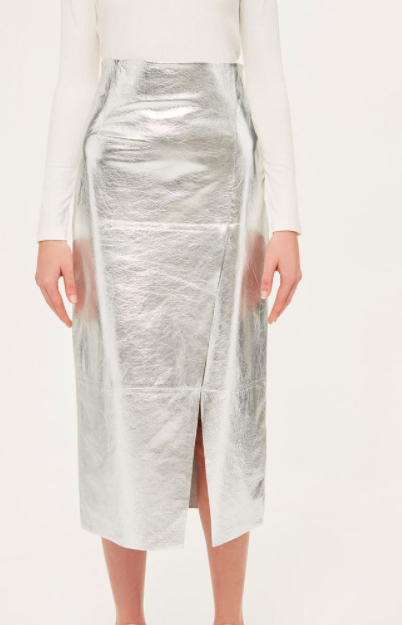 Leather Foil Asymmetric Skirt by Boutique