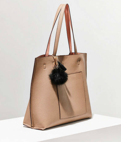 UO Reversible Pompom Tote Bag