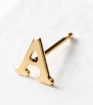 18k Gold + Sterling Silver Initial Post Earring