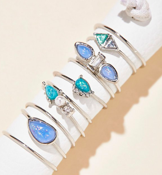 Delicate Opal Ring Set of 10