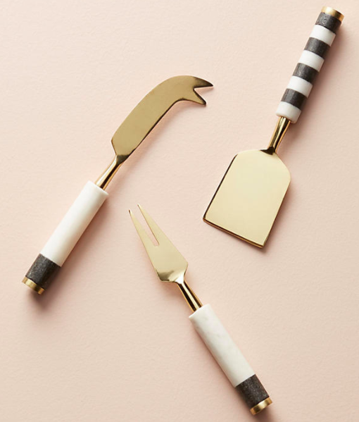 Marble-Blocked Cheese Knife Set