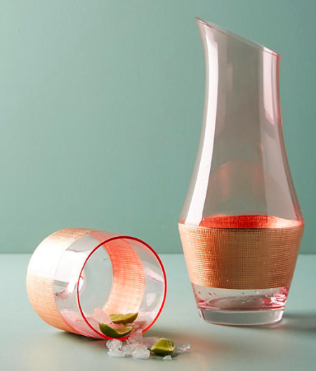 Anthropologie Copper Rose Carafe