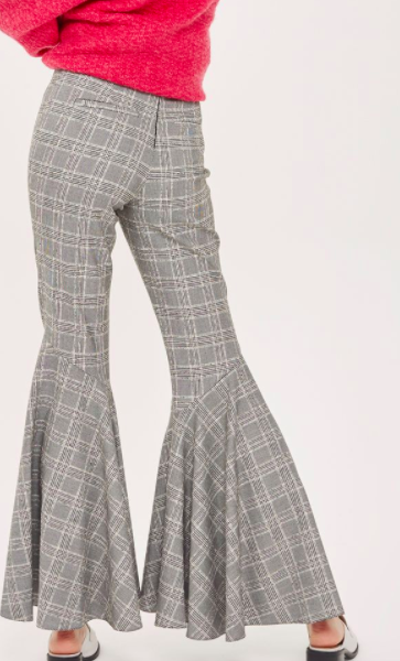 TOPSHOP Checked Super Flare Trousers