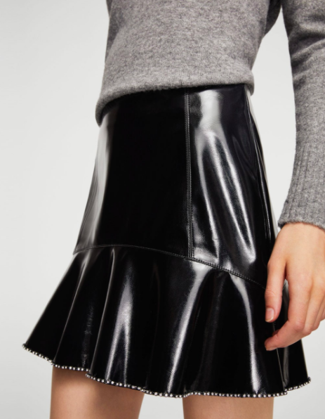 MANGO Ruffled vinyl skirt