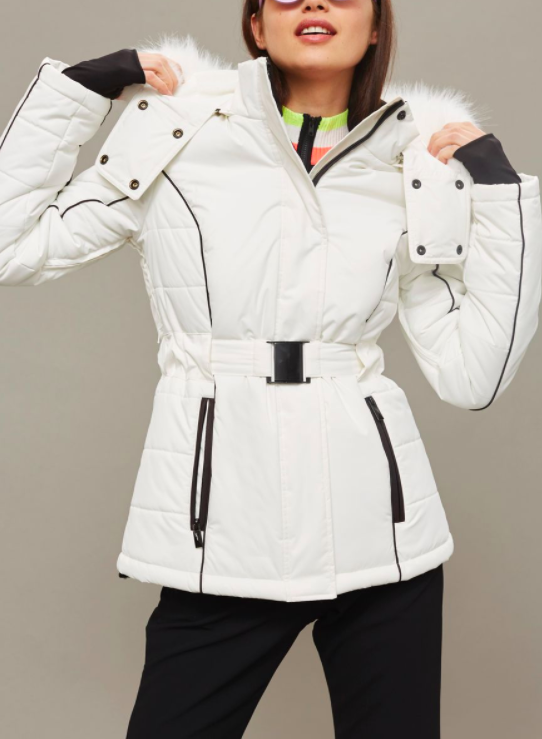 SNO White Faux Fur Hood Ski Jacket
