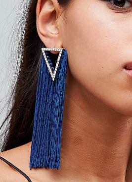 ASOS Statement Jewel Triangle and Tassel Earrings