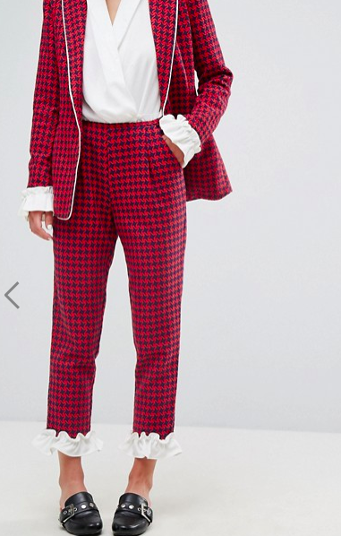 Sister Jane Houndstooth Pants With Frill