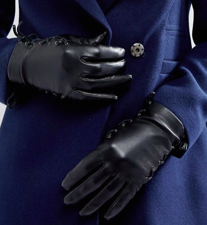 ASOS Leather Gloves with Side Tie Up an Touch Screen
