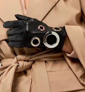 ASOS Black Leather Eyelet Glove With Touch Screen