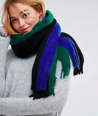 ASOS Long Tassel Scarf in Supersoft Knit With Side Stripe