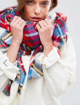 ASOS Oversized Square Scarf In White Based Plaid