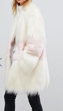 vFrench Connection Faux Fur Mix Match Coat