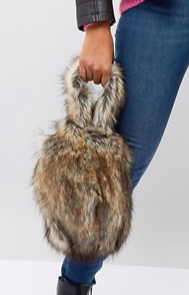 My Accessories Faux Fur Asymmetric Hand Bag