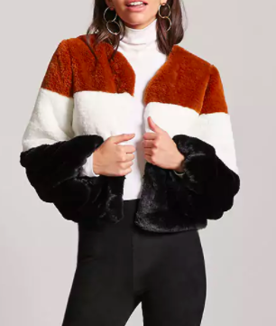 Forever 21 Faux Fur Colorblock Jacket