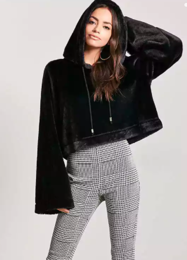 Forever 21 Faux Fur Flare Sleeve Hoodie