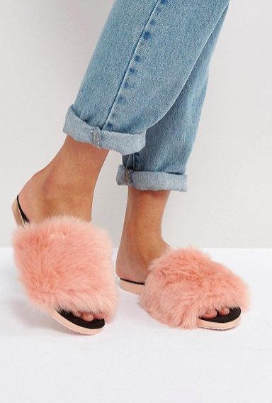 Ted Baker Pancy Faux Fur Slide Flat Sandals