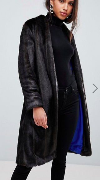 Helene Berman Suki Collarless Faux Fur Coat