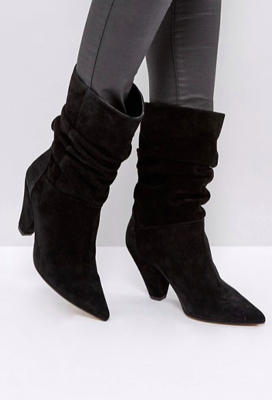 ASOS CIANNA Suede Slouch Cone Heel Boots