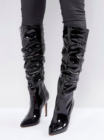 ASOS CRUSHED Slouch Pointed Knee Boots