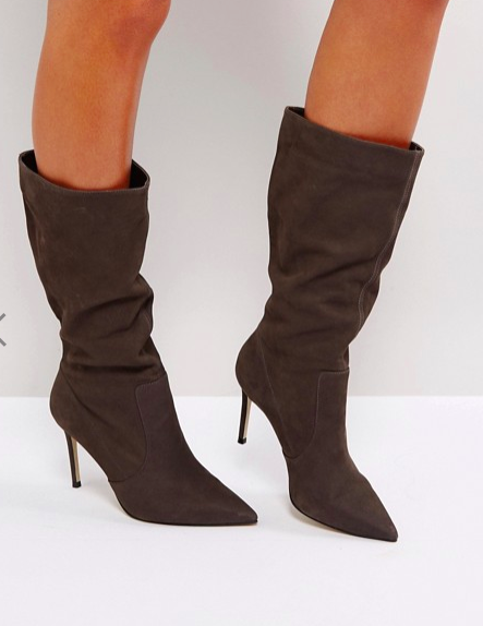 Carvela Special Gray Suede Slouch Heeled Ankle Boot