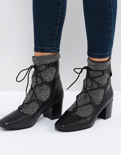 Sol Sana Cupid Black Leather Glitter Ghillie Boots