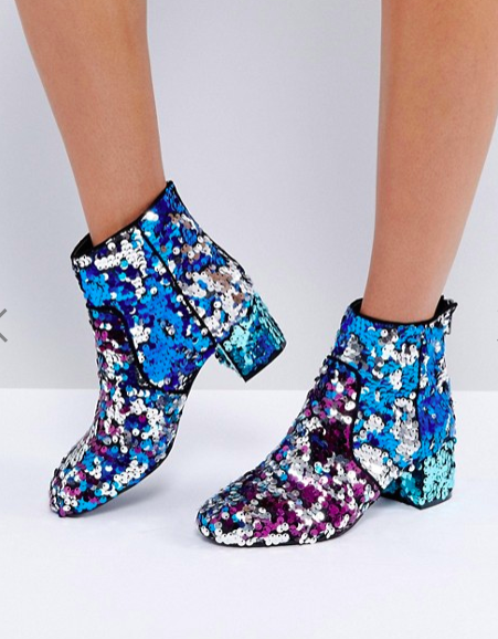 ASOS RAINBOW Sequin Ankle Boots