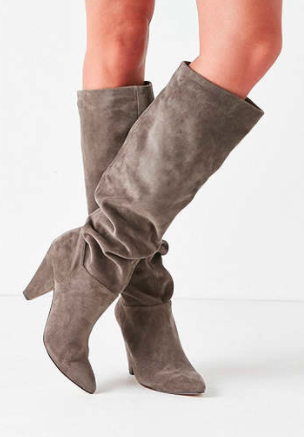 Tess Faux Suede Scrunch Knee-High Boot