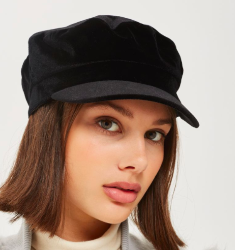 Topshop Velvet Baker Boy Hat