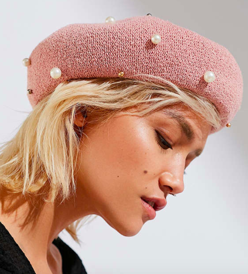 UO Pearl-Embellished Nubby Beret