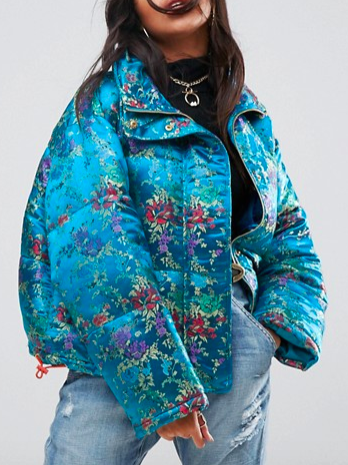 ASOS Puffer Jacket in Floral Jacquard