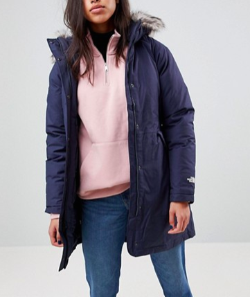 The North Face Parka With Detachable Hood In Navy