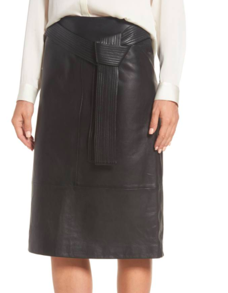 Belted Leather Skirt EMERSON ROSE