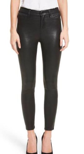 LAGENCE Adelaide High Waist Crop Leather Jeans