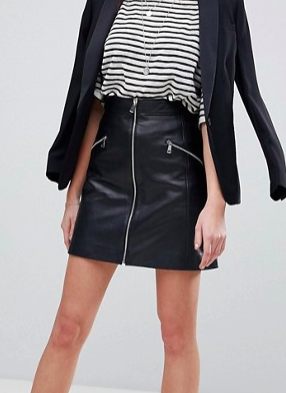 Lab Leather Skirt with Exposed Zip