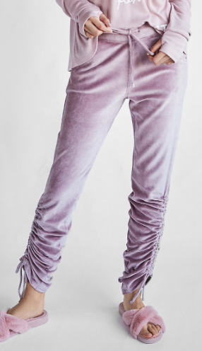 Express One Eleven Velour Ruched Ankle Jogger Pant