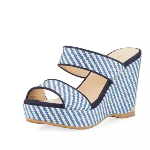 Jimmy Choo Parker Raffia Wedge Platform Slide Sandal