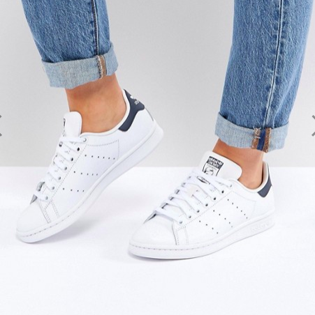 adidas Originals White And Navy Stan Smith Sneakers